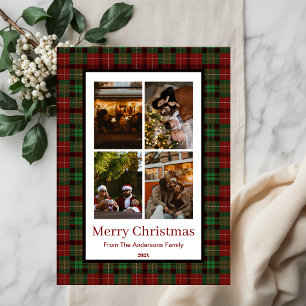 Red & Green Buffalo Plaid Family Christmas Holiday Card