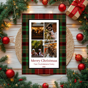 Red & Green Buffalo Plaid Family Christmas Holiday Card