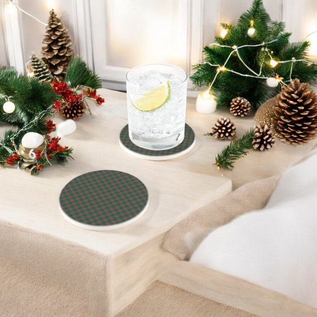 Red Green Buffalo Plaid Holiday Coaster (Creator Uploaded)