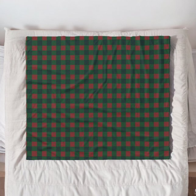 Red Green Buffalo Plaid Holiday Fleece Blanket (Creator Uploaded)