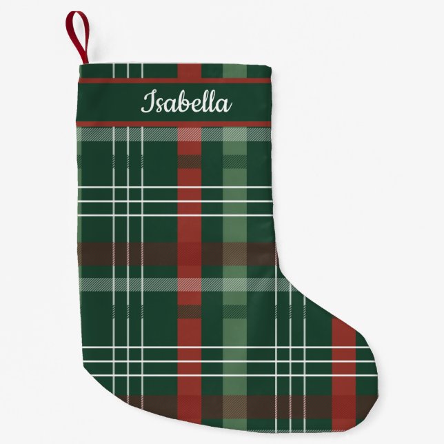 Red & Green Buffalo Plaid Personalized  Small Christmas Stocking (Front)
