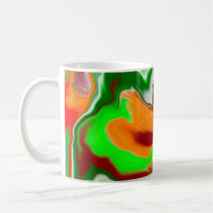 Red, Green, Burgundy Colorful Marble Fluid Art  Coffee Mug