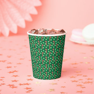 Red Green Candy Cane Peppermint Christmas Paper Cups