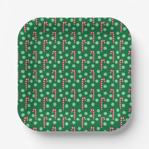 Red Green Candy Cane Peppermint Christmas  Paper Plate