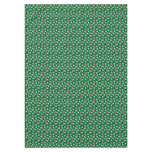 Red Green Candy Cane Peppermint Christmas  Tablecloth (Front)
