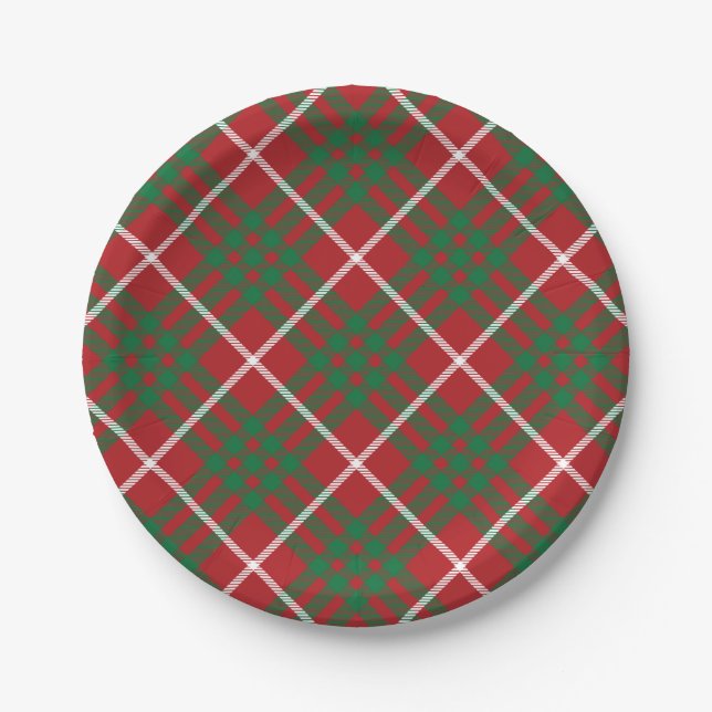 Red & Green Check Paper Plate (Front)
