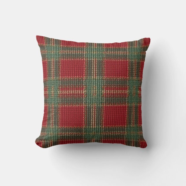 Red Green Chequered Cushion Pillow (Front)