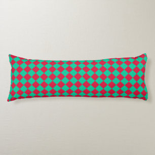 Red Green Chequered Diamond Pattern Body Cushion