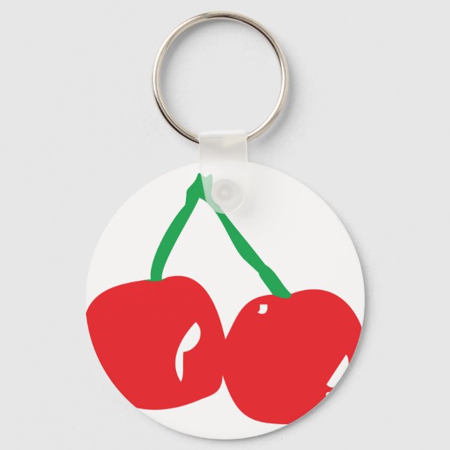 red green cherry illustration key ring (Front)