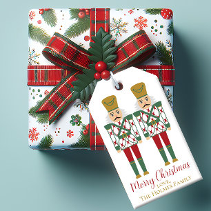 Red & Green Chinoiserie Nutcracker, Christmas  Gift Tags