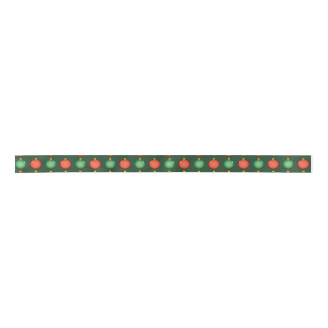 Red Green Christmas Balls Festive Xmas  Satin Ribbon (Front)