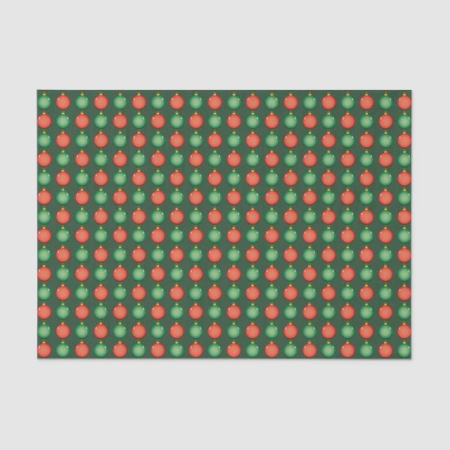Red Green Christmas Balls Festive Xmas Tissue Paper (Front)