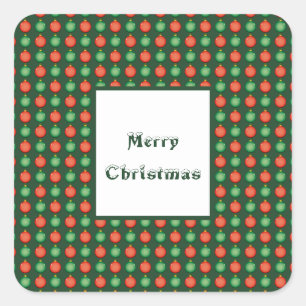 Red Green Christmas Balls Merry Christmas Festive Square Sticker