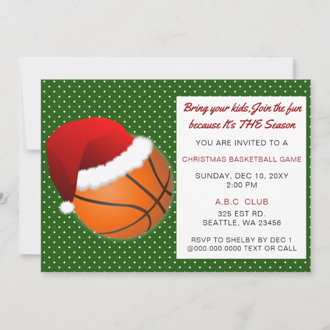 Red & Green Christmas Basketball Tournament Invitation (Front)