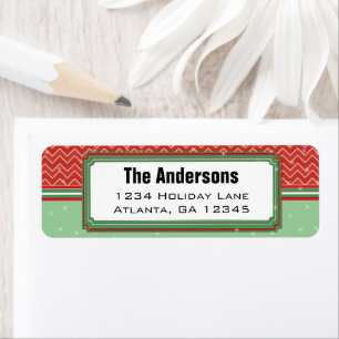 Red Green Christmas Chevron Pattern Return Address