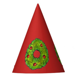 Red Green Christmas Cookie Holly Berry Wreath Xmas Party Hat