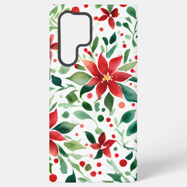 Red/Green Christmas Flowers Phone Case (Back)