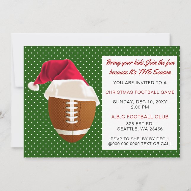 Red & Green Christmas Football Tournament Invitation (Front)
