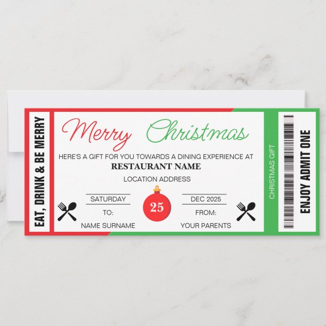 Red Green Christmas Gift Voucher (Front)
