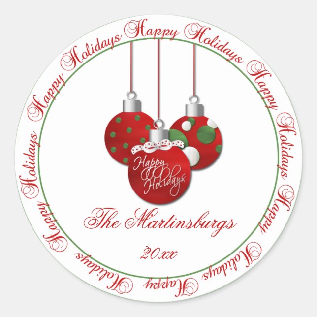 Red Green Christmas Happy Holidays Sticker (Front)