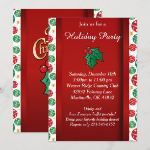 Red Green Christmas Holiday Invitation