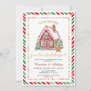 Red & Green Christmas New Home Housewarming Party Invitation