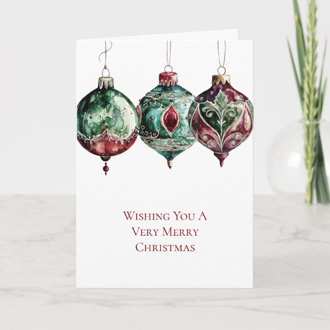 Red Green Christmas Ornaments Card (Front)