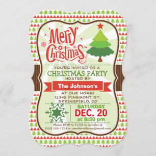 Red & Green Christmas Party Invitation