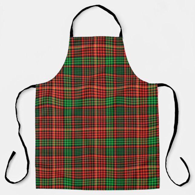 RED & GREEN CHRISTMAS PLAID PATTERN APRON (Front)