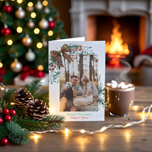 Red Green Christmas Plaid  Photo Holiday Card