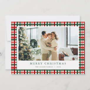 Red Green Christmas Plaid Photo Holiday Card 