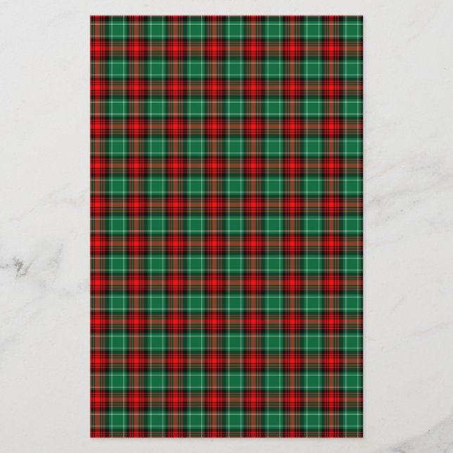 Red Green Christmas Plaid Scrapbook Stationery (Front)