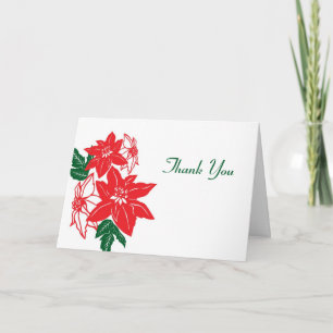 Red & Green Christmas Poinsettias Holiday Wedding Card