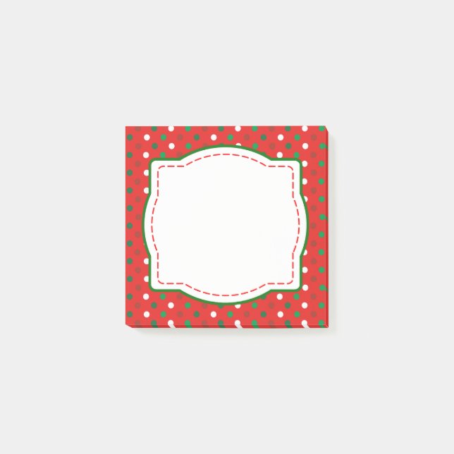 Red & Green Christmas Polka Dot Post It Notes (Front)