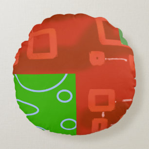 Red Green Christmas Round Cushion