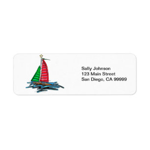 Red & Green Christmas Sailboat