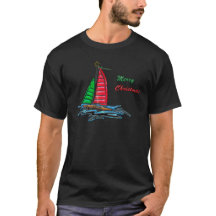Red & Green Christmas Sailboat