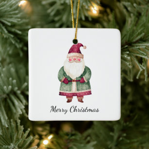 Red Green Christmas Santa Claus Ceramic Ornament