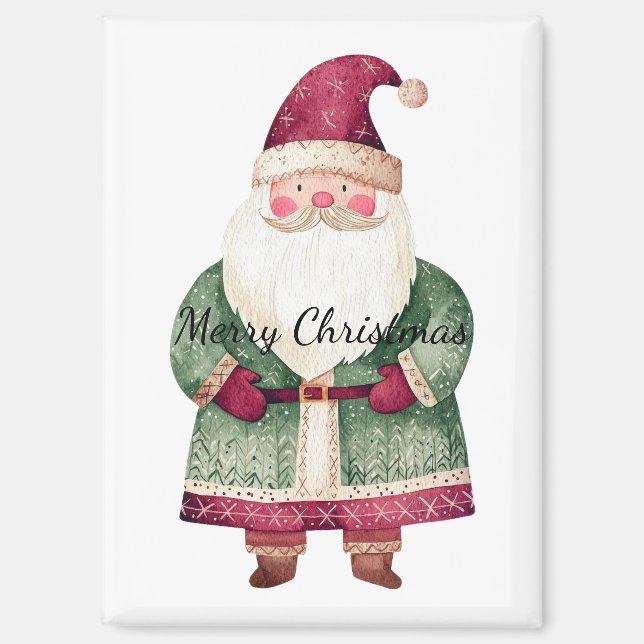 Red Green Christmas Santa Claus Magnet (Front)