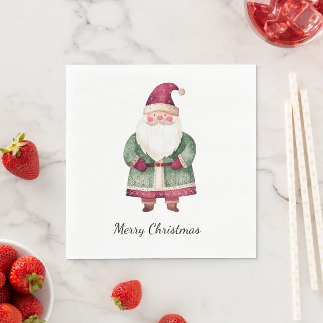 Red Green Christmas Santa Claus Napkin (Insitu)