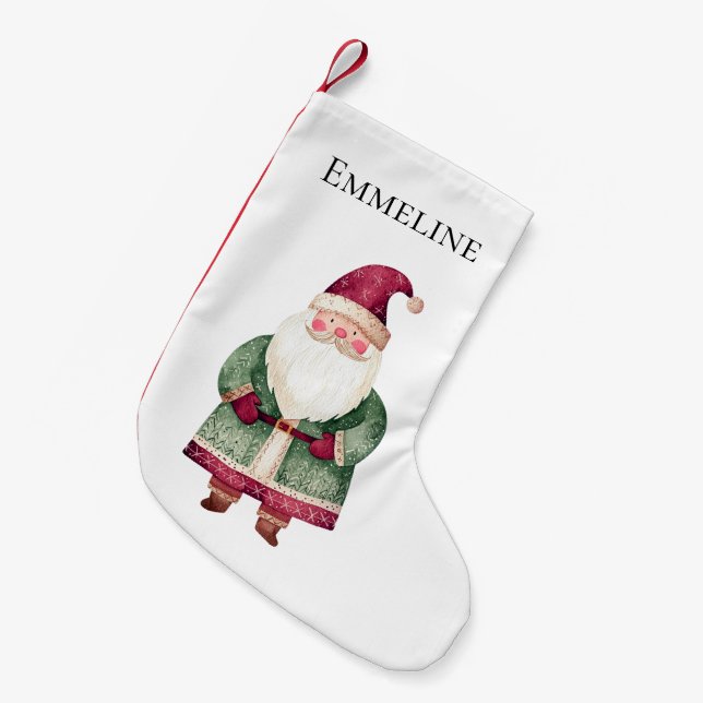 Red Green Christmas Santa Claus Small Christmas Stocking (Front (Hanging))