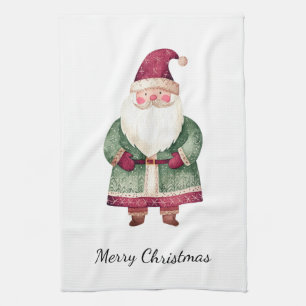 Red Green Christmas Santa Claus Tea Towel