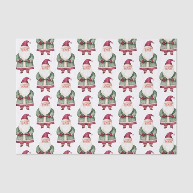 Red Green Christmas Santa Claus Tissue Paper (Front)