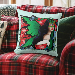 Red Green Christmas Solstice Fairy Cushion