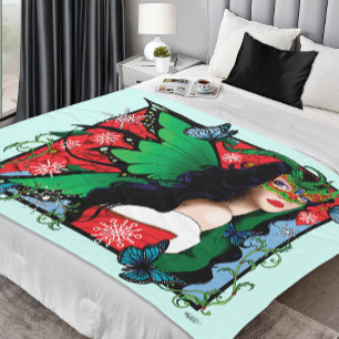 Red Green Christmas Solstice Fairy Fleece Blanket