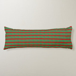 Red Green Christmas Stocking on Green Red Body Cushion