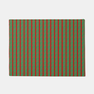 Red Green Christmas Stocking on Green Red Doormat