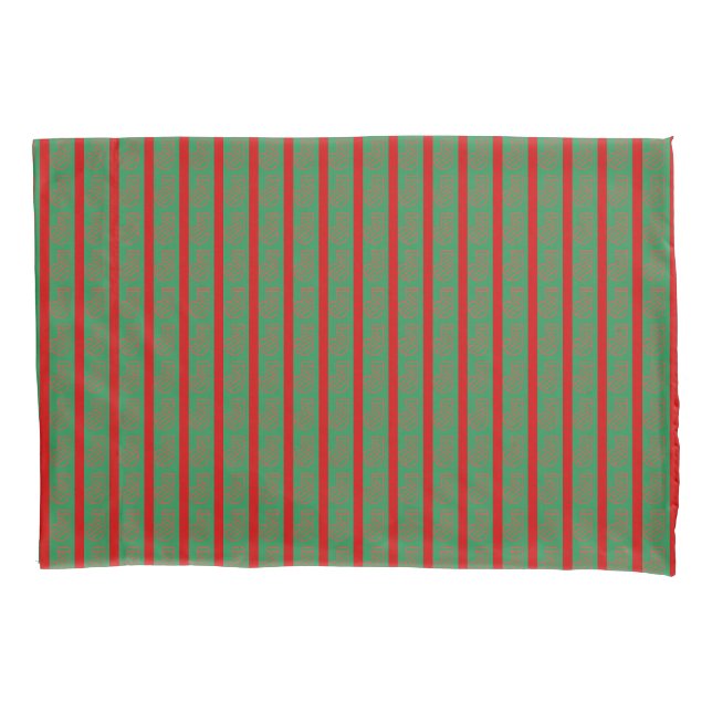 Red Green Christmas Stocking on Green Red Pillowcase (Front)