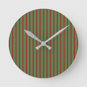 Red Green Christmas Stocking on Green Red Round Clock