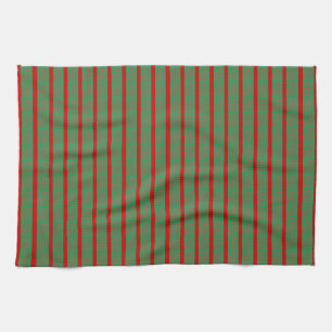 Red Green Christmas Stocking on Green Red Tea Towel